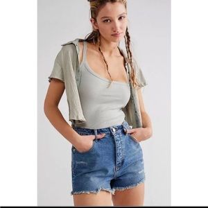 Free People Women's CRVY Vintage High Rise Denim Shorts